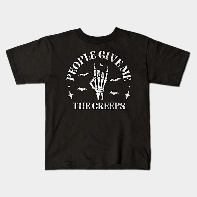 People Give Me The Creeps Skeleton Hand Halloween Costume Kids T-Shirt by Arts-lf